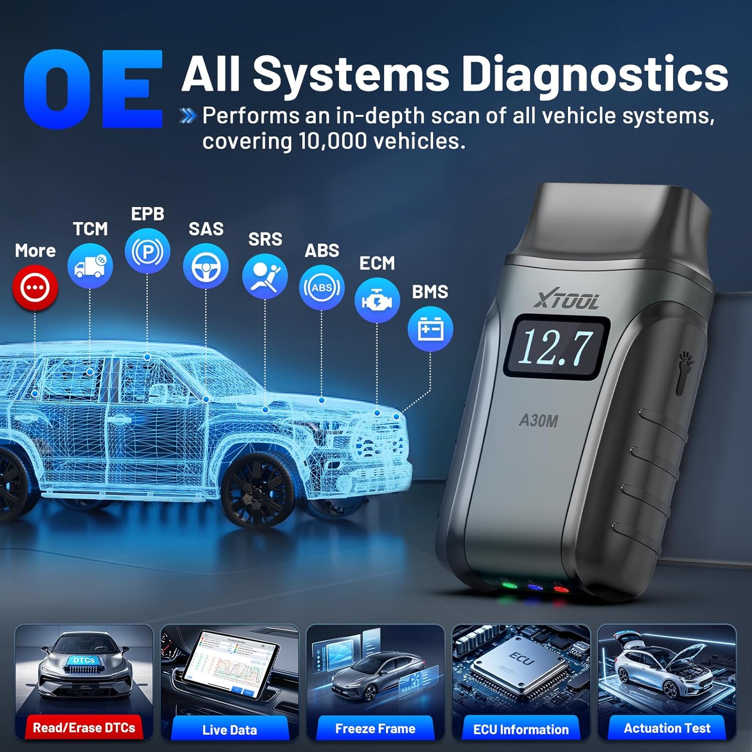 XTOOL A30M pilna sistemų diagnostika